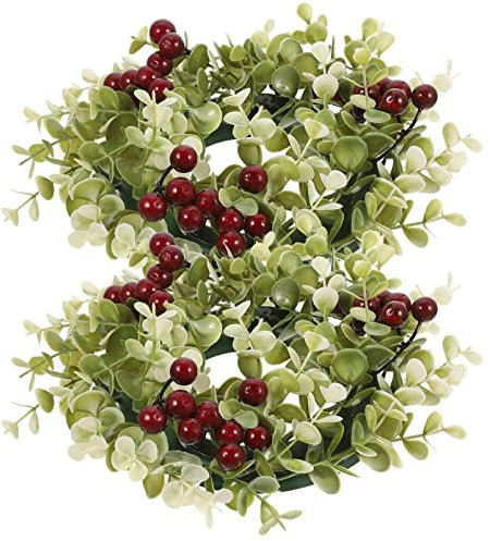 Happyyami 2stücke Künstlicher Eukalyptus Kerzenring Mit Beeren Tischkranz Für Hochzeiten Weihnachten Und Partys Dekoration Für Zuhause Und Festliche Anlässe