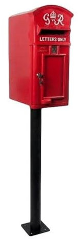 Curved Top GR Post Box & Stand - Red