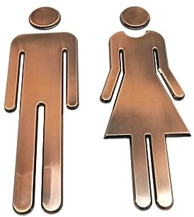 RAJONN Targhe per WC per uomo e donna, piastra per porta del WC in acrilico uomo donna adesivi per bagno bagno WC per ingresso a parete decorazione da parete autoadesiva (colore: rame rosso)