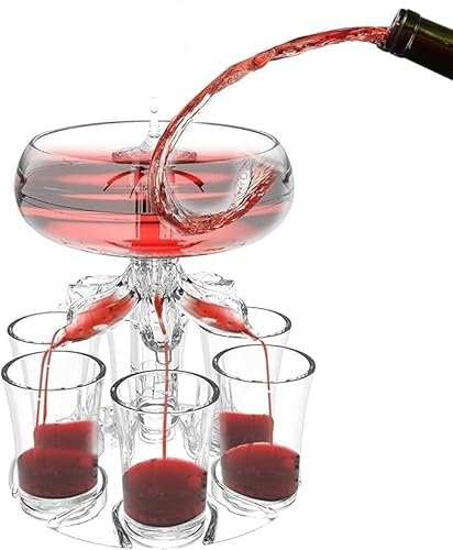 Kaxenig Drink Shot Dispenser - 6 Shot Glass Dispenser | Acrylic Shot Liquor Dispenser Glass Holder, Glass Beverage Dispenser, Home Bar Accessories