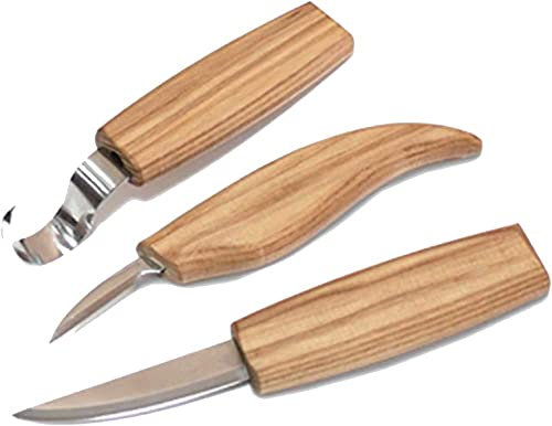 Samnuerly Holzschnitzwerkzeuge 3er Set, Löffelschnitzhakenmesser, Holzschnitzschnitzmesser, Schnitzmesser für Schnitzereien und Anfänger