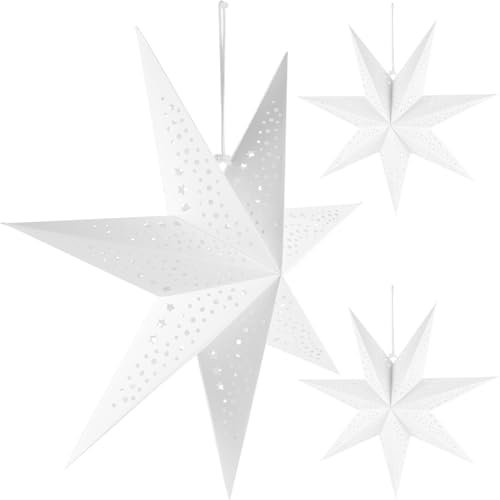Einzigartiger 3d-papierstern-lampenschirm Weihnachtsstern Licht Deckendekoration Elegante Wohndekoration Weiß