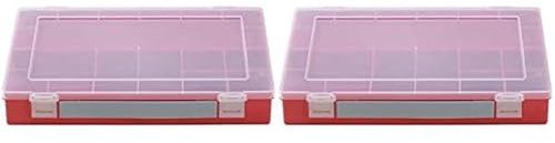 hünersdorff Sortimentskasten PP-Classic mit 8 Fächern | stabile Sortierbox für Schrauben und andere Kleinteile | feste Facheinteilung | 22,5 x 33,5 x 5,5 cm, rot (Packung mit 2)