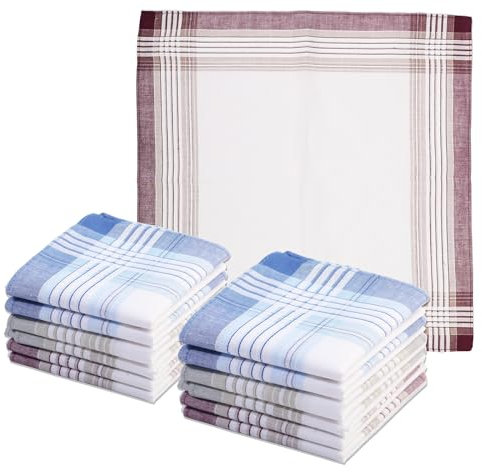 JukLoos 12 Stück Taschentücher Herrentaschentücher Stofftaschentücher (style 1)