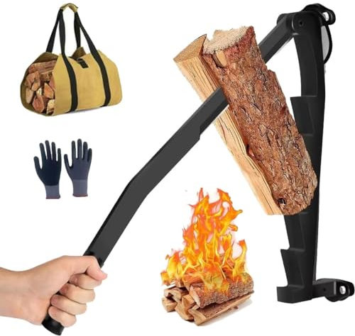LINCYS Fendeuse De Bois D'allumage Murale, Fendeuse De Bûches D'allumage pour Intérieur Et Extérieur avec Gants, Sac De Bois De Chauffage