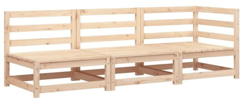 vidaXL Gartensofa 3-Sitzer, Modular Sofa mit Rückenlehne, Gartensessel mit Lattenrost, Relaxsessel Lounge Sessel Gartenmöbel, Massivholz Kiefer