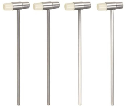 sourcing map 4pcs Double Face Small Plastic Metal Hammer 7 Round Dual Head Multifunctional Mallet with Soft/Hard Tips for Jewelry Watch Handcraft, White