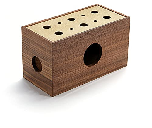 WAOCEO Kabelmanagement Home Wire Management Aufbewahrungsbox Cord Organizer Power Strips oder Surge Protectors Desktop Holzkabelmanagementkasten mit Messingdeckel Kabelbox (Size : Small)