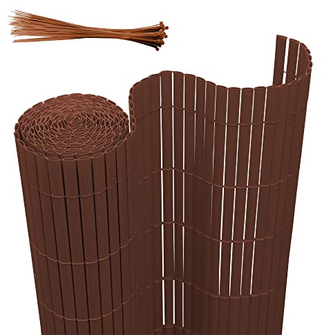 Joparri Sichtschutzmatte 100 x 600 cm PVC Sichtschutzzaun 3-Gewicht-Verstärkung, Stabil PVC Sichtschutzstreifen Braun Privatsphäre Sichtschutz für Garten Balkon Terrasse Zaun