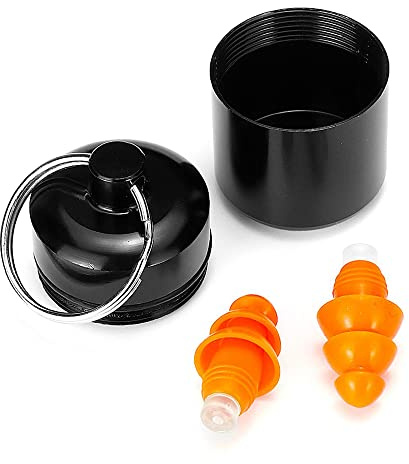 1Pair Orange Portable Silica Gel Ear Plugs Noise Canceling Earplugs with Mini Aluminum Carrying Case for Sleeping, Studying
