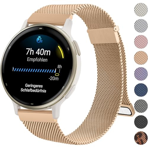 Oumida Garmin Armband 20 mm För Garmin Vivoactive 5/3, Venu 2 Plus, Venu Sq 2, Vivomove Serien, Forerunner 55/245/645, Metall Klockarmband Dubbelt Magnetersättningsarmband