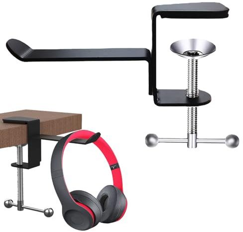 KASESSS Support Casque Sous le Bureau, Réglable Porte Casque, Clip pour Support Casque Gamer, Porte Casque Gamer pour la Plupart des Casques de Jeu, Porte de Casque pour Écouteurs pour Bureau Maison