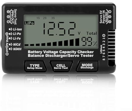 Portable Battery Capacity Tester, RC Balance Discharger Tester, CellMeter 8 Tester With High Visibility LCD Display Screen(black)