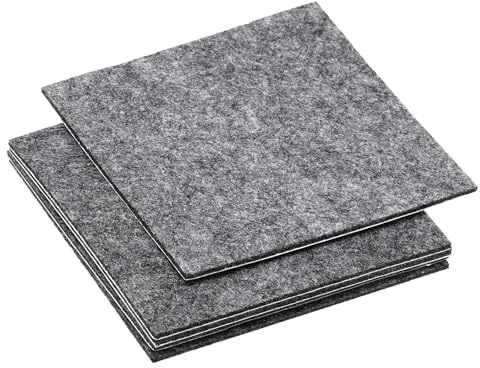 PATIKIL 100x100mm Patin en Feutre pour Meuble, 5 Pcs 2mm Épaisseur Coussinet en Feutre Carré Doux, Adhésif, Antidérapant, Anti-Rayures, pour Lampe, Meubles, Bricolage, Artisanat, Gris