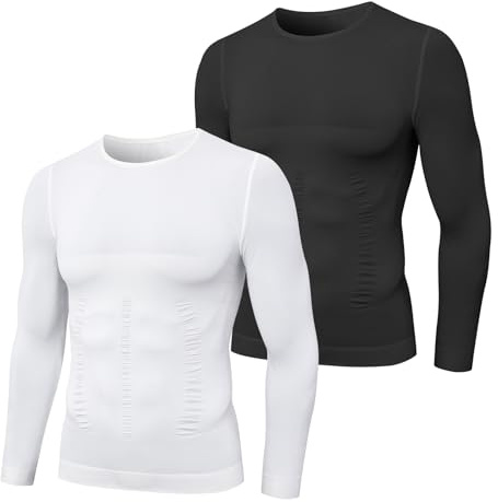 MEETYOO Shapewear Kompressionsshirt Herren Langarm Body Shaper Sportshirt Tight Unterwäsche Unterhemd Funktionsshirt Atmungsaktiv Fitness Bodybuilding Männer Top