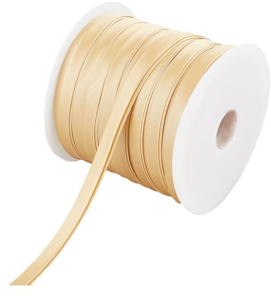 NICENEEDED Doppelt Gefaltetes Schrägband 2/5 Zoll Satin Schrägband Khaki Breites Faltband Bindeband DIY Bekleidungszubehör