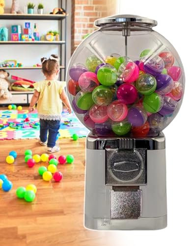 pealiritansemen Vending Machine, Mini Capsule Toy Vending Candy Gumball Machine, Large Load Capacity Gumball Bank, Coin Operated Vending, For 3.2-3.5 Cm Spherical Capsule Snacks,White