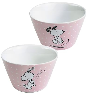 United Labels The Peanuts Snoopy - Cuenco para cereales (500 ml), diseño de lunares, color rosa