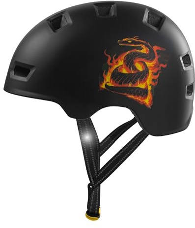 Crazy Safety Rampage Serpiente Naranja | Casco para Bici, Skateboard, Patines y Bicicletas BMX | Casco de Bicicleta para Hombres, Mujeres y niños | L (57-61cm) | Casco Ajustable Skater y Ciclistas