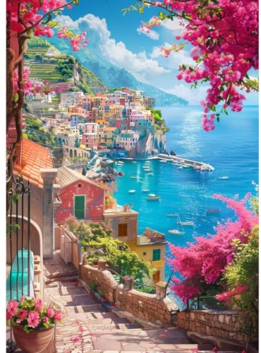 CEOVR Diamond Painting Kit Completo Paesaggio 5D Diamond Painting,Diamond Painting Adulto Città di Mare,30x40 cm Pittura Diamante,Mosaico Diamanti Painting,Painting Diamond 5D