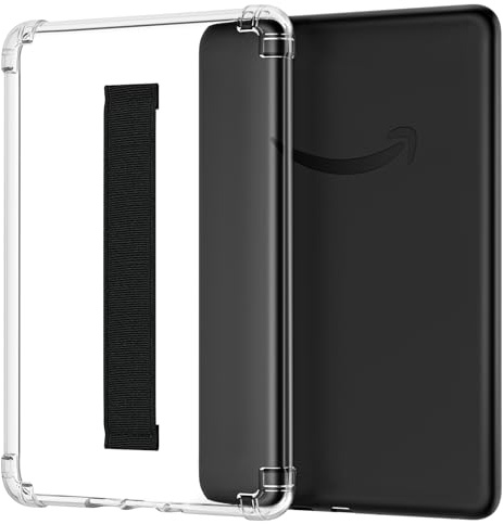 MoKo Hülle für Kindle Paperwhite 7 (12. Gen, 2024), Schwarz | Ultraschlank mit Handschlaufe, transparent, weiches flexibles TPU, Rückschale