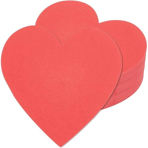 SOFPLATE 50 pièce de Papier Découpé en Forme de Cœur Rouge pour la Saint Valentin en Forme de Cœur pour Tableau D'Affichage avec rubans Adhésifs Double Face Ronds pour Projets D'Artisanat