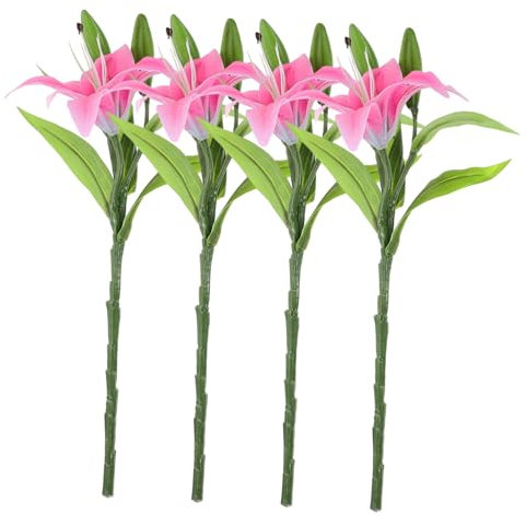 PRETYZOOM 4 Fiori Artificiali Di Giglio Bouquet Di Simulazione Per La Decorazione Della Casa Festa Di Nozze Aspetto Realistico