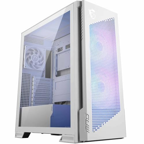 MSI MPG Velox 300R Airflow PZ White Boîtier PC Gaming Moyen Tour, Ventilateur Double Couche 160 mm, fonctionnalités EZ-DIY, Compatible radiateurs de 360 mm et Cartes mères ATX à connecteurs arrière