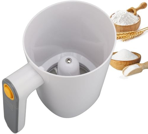 Tamiz de Harina Eléctrica, Tamiz de Harina que Funciona con Batería para Hornear con Raspador de Masa, 4 Taza de Gran Capacidad, Tamiz de Harina de Mano para Cocinar, Fácil de