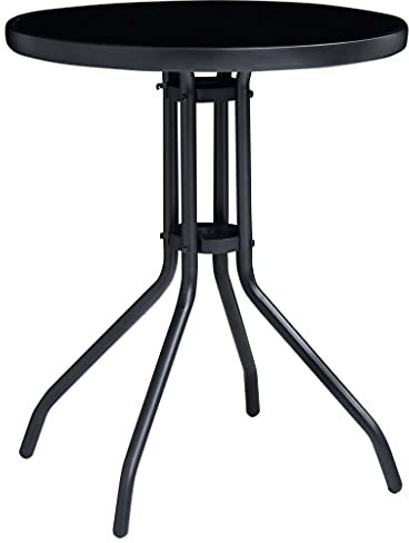 Eleganz 3-TLG. Bistro-Set Schwarz und Anthrazit - Stahl und Glas Gartenmöbel für Terrasse und Balkon - Modernes Design, Wetterfest und Langlebig