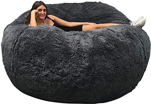 Riesiger Sitzsack-Sessel, ohne Füllung, Kunstfell, faule Sofabezug, riesige Schaumstoffmöbel, große Liege, waschbar, Jumbo