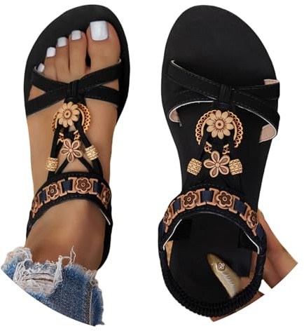 Womens Sandals Wide Fit Comfortable Slip on Wedge Shoes Casual Open Toe Orthopedic Slide Lightweight Summer Cushion Plantar Fasciitis Ankle Strap Sandal Fashion Slingback Walking Slides