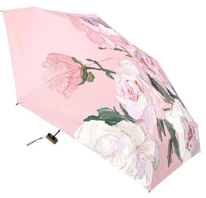 Générique Sun Umbrella, Travel Umbrella, Compact Design Lightweight Build Floral Pattern Easy Carry Comfortable Handle Stylish Colors, Sun Protection for Outdoor Travel, 6.3 x 2.36 x 1.97 inches