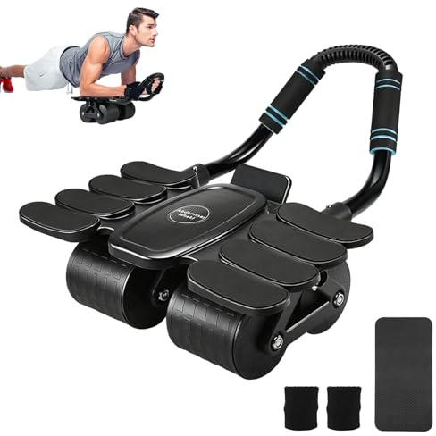Clickinline Ab Roller, Abdominal Wheel Roller, 2.5M Automatic Rebound Exercise Wheel with Knee Mat, Home Fitness Sports for Core Trainer Rebound Elbow Support With Wrist guard