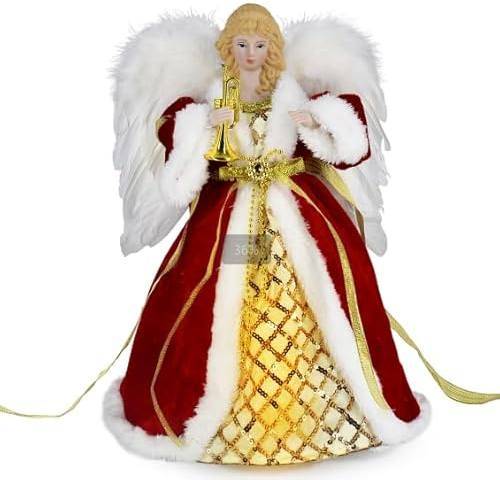 30Cm Engel Weihnachtsbaumspitze Led, Christbaumspitze Engel Beleuchtet Weihnachtsbaumspitze Mit Feder FlüGeln Led Batterie Nicht Enthalten Weihnachtsbaum Spitze Engel Christbaumschmuck