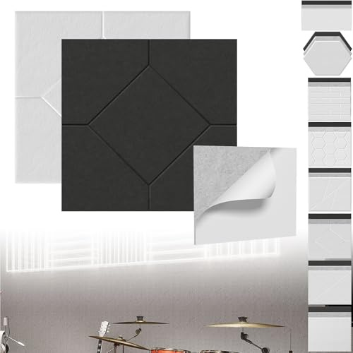 XINZI Paneles acústicos 3D, paneles acústicos en forma de rombo, autoadhesivos, insonorizados, absorbentes acústicos, paneles de pared, aislamiento acústico, revestimiento de pared, tratamiento