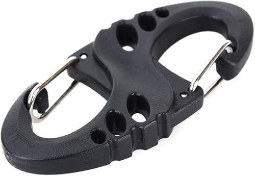 Karabinerhaken, Kunststoff, leicht, Kunststoff, für Camping und Wandern, 49,5 x 23,5 x 5 mm, Schwarz, 12 Stück