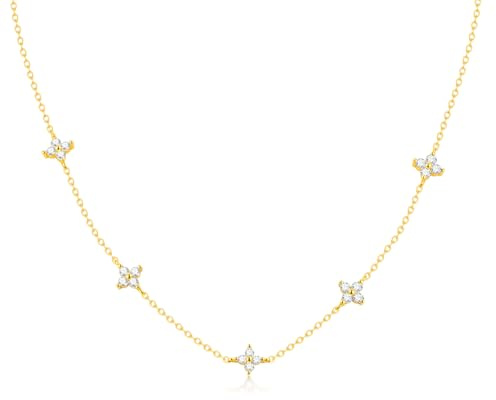 TempBeau Collier Acier Inoxydable Femme Bijoux - Collier Ras de Cou Femme 18K Plaqué Or Bijoux, Pendentif Cœur Papillon Trèfle, Cadeau Anniversaire Mariage
