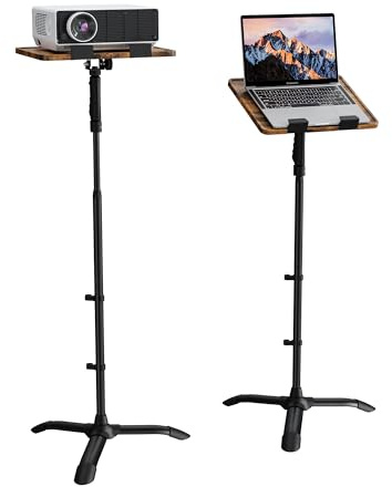 ETHU Soporte de suelo para laptop de altura ajustable, trípode de proyector con una sola mano con bloqueo de seguridad, soporte resistente para laptop para hogar, oficina, estudio, nogal