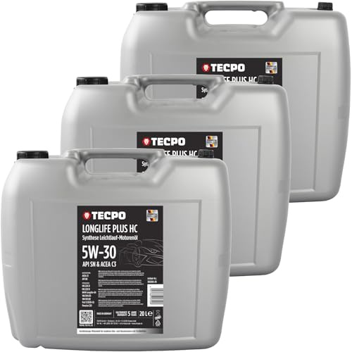 TECPO Motoröl 60 Liter 5W-30 LONGLIFE Plus HC Synthese passend für ACEA C3 / API SN / 504/507 / 229.31/229.51 / LL-04 / C30