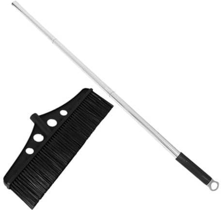 TOYZFRIENDY Escoba Empuje Exterior Resistente con Cabezal Desmontable para Jardín Terraza y Garaje Cepillo Barrendero Multiuso para Limpieza de Patios y Suelos Rugosos Mango Ergonómico Negro