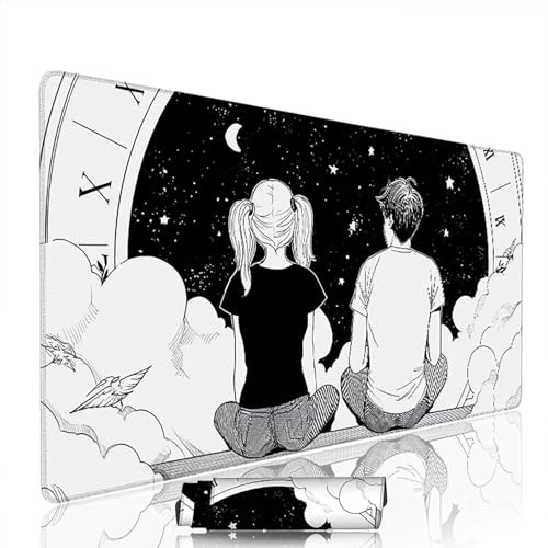 Tapis de Souris Noir Blanc sous Main Bureau Tapis de Souris Gaming XXL 1400x600x3mm Mouse Pad Caoutchouc Abstrait Grand sous Main Gamer Accessoires PC Imperméable, pour Clavier Ordinateur w-10572