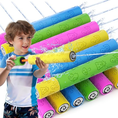 12er Set Schaumstoff-Wasserpistolen 30cm, weiche Foam Water Blaster für Kinder, sichere Spielzeugpistolen für Pool Strand Garten, Sommer Wasserspielzeug für Jungen Mädchen ab 3 Jahre