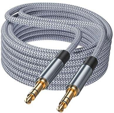 Xelmorant 3.5mm Aux Cable 5m, Auxiliary Audio Cable Braided Stereo Mini Jack Male to Male Headphone Braided Auxiliary Cord for Headphones, iPods, iPhones, iPads, Home/Car Stereos, MP3 Player
