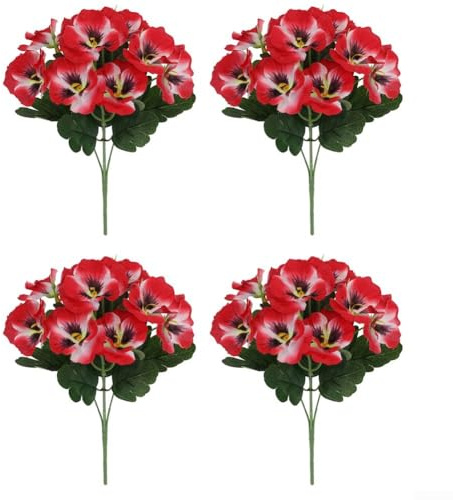 Jotekonoby Künstliche Stiefmütterchen, Seidenstiele, realistischer Kunst-Stiefmütterchen, Blumenstrauß, Kunststoff, dekorative Blumendekoration für Party-Mittelstücke und Gartendekoration