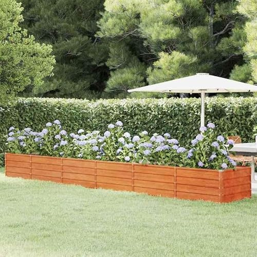 Bancal de acero corten 480 x 80 x 45 cm, duradero y resistente a la intemperie, ideal para el cuidado del jardín y el cultivo de hortalizas, perfecto para pequeños jardines y balcones