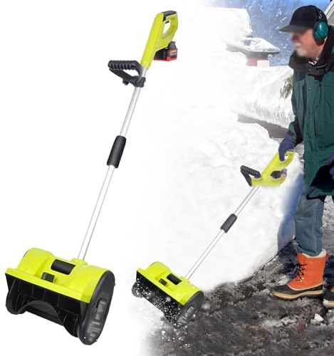 Pala Da Neve Senza Fili Da 1200 W Con Batteria - Larghezza Di Sgombero 32 Cm, Gittata 8 M E Penetrazione Neve 16 Cm - Manico Lungo Per Rimozione Neve Da Vialetti, Cortili E Terrazze, B,Yellow