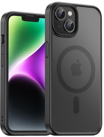 UNBREAKcable Magnetic for iPhone 14 Case (6.1), Compatible with MagSafe, Full Camera Protection, Built-in Magnetic Ring, Drop Protection Shockproof Slim iPhone Cover, Matte Anti-Fingerprint - Black