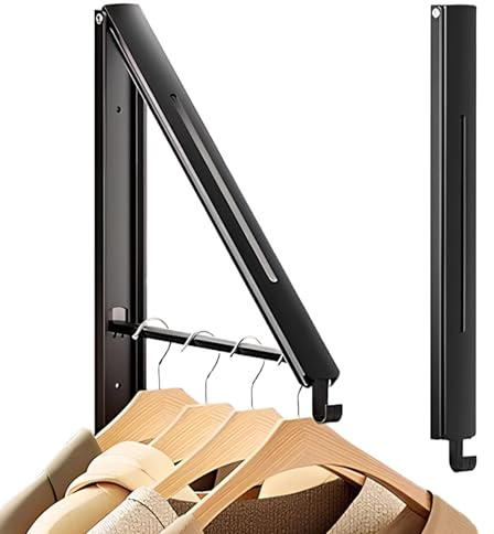 ASOUUNLD Kleiderhaken Klappbar Aluminium 36 × 29 cm Schwarz | Platzsparender Wandhaken zum Trocknen und Aufhängen von Kleidung, ideal für Balkon, Bad, Waschküche und Schrank