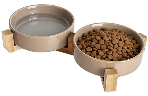 YYTECH Hundenapf Keramik, Hunde Napfset, Doppel Futternapf Hund Set mit Wassernapf mit Halterung, Fressnapf Hund ErhöHt, Hundenapf Grosse Hunde für Kleine und Mittelgroße Hunde, Futterstation